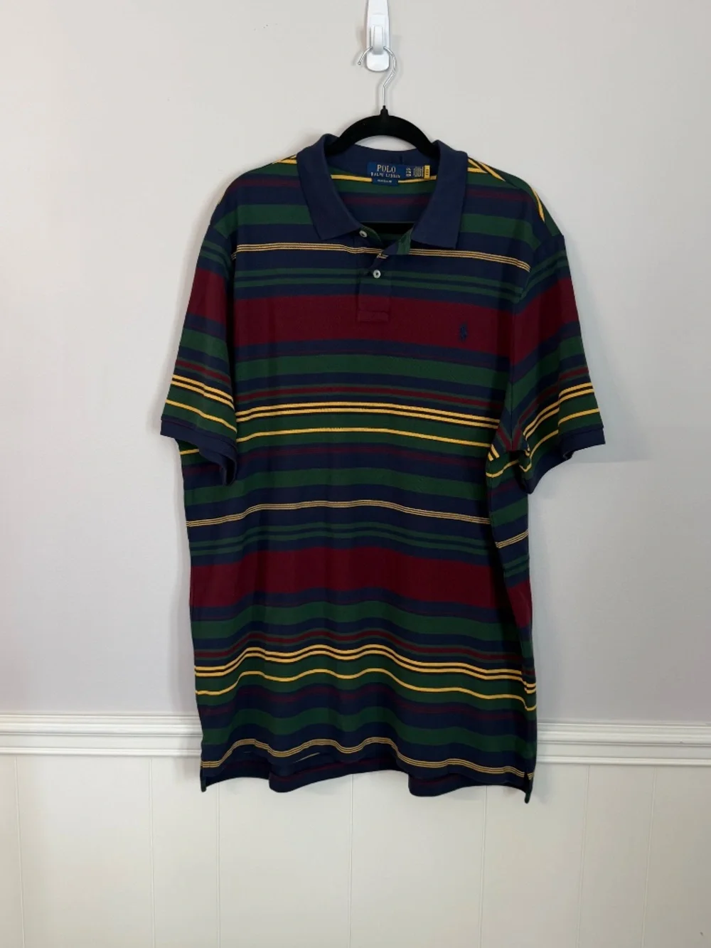 Polo Ralph Lauren Classic Fit Men’s Navy Striped Short Sleeve Polo Sz XXL GUC